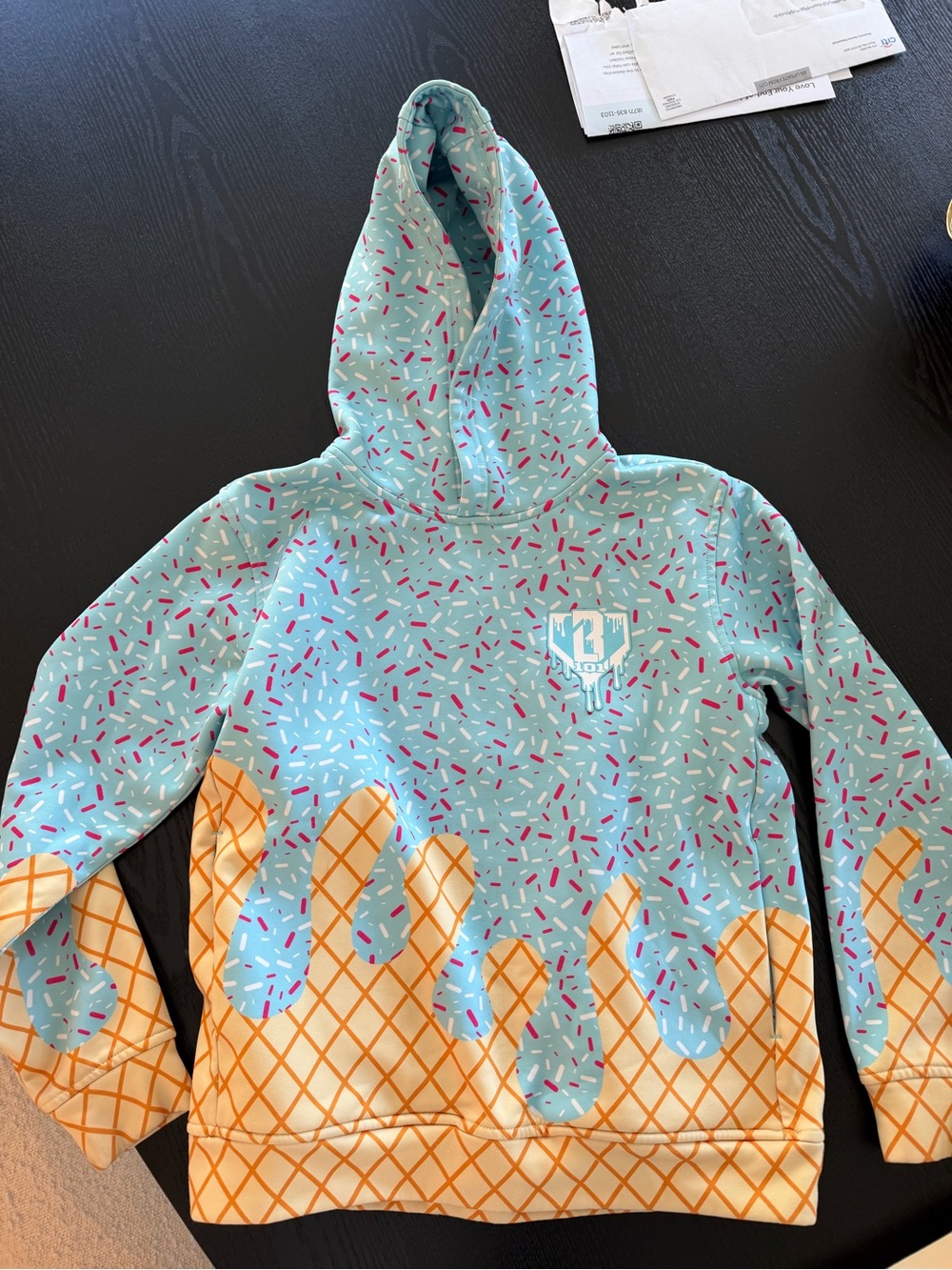 Baseball Lifestyle 101 Kids Mint Blue & Orange Ice Cream Cone Hoodie